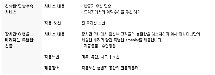 아시아나항공 프리맘 서비스(임신 중 여행)안내