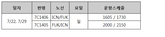 [제주항공] 인천-후쿠오카 증편운항 안내