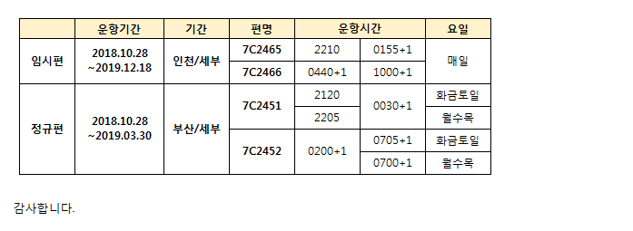 [제주항공] 인천-세부 증편 운항(10/28~12/18) 및 부산-세부 W18 판매 오픈 안내